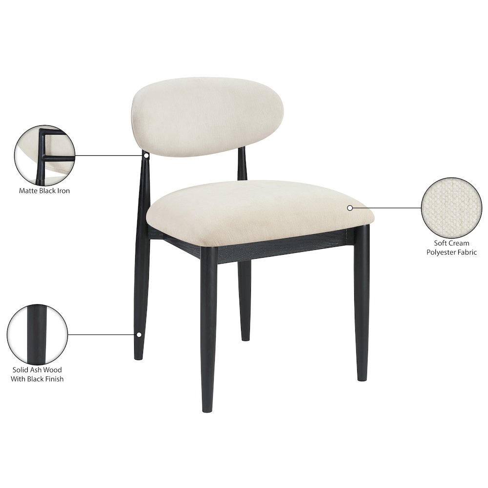 Riccio Cream Performance Fabric Upholstered Dining Side Chair, Set of 2. Picture 11