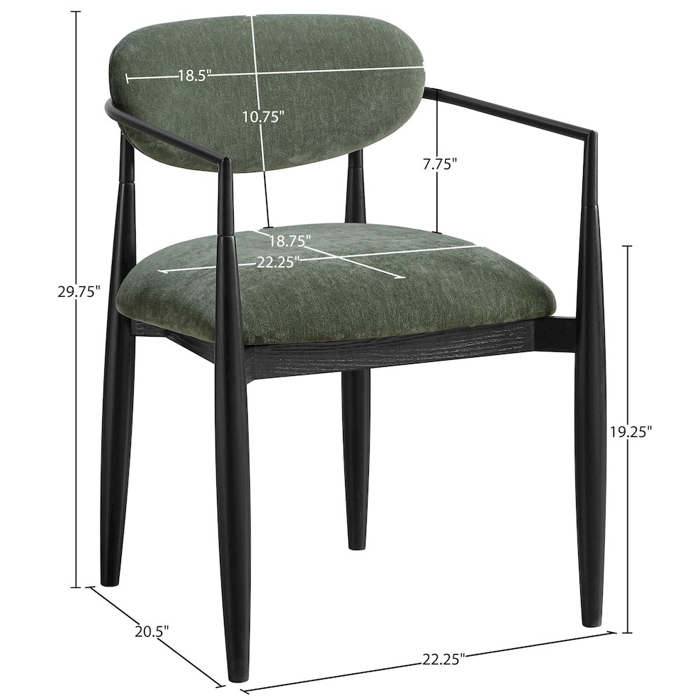 Riccio Olive Performance Fabric Upholstered Dining Arm Chair, Set of 2. Picture 11