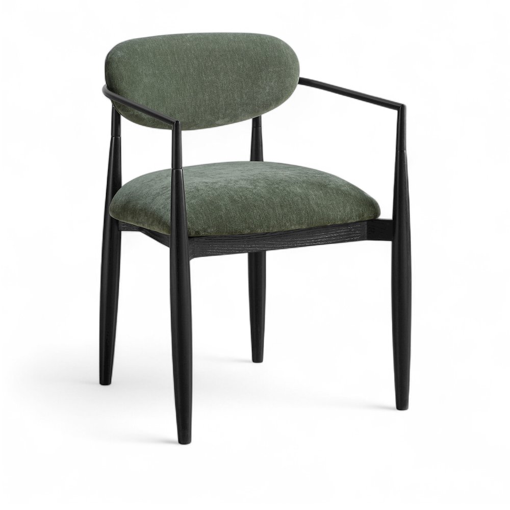 Riccio Olive Performance Fabric Upholstered Dining Arm Chair, Set of 2. Picture 2