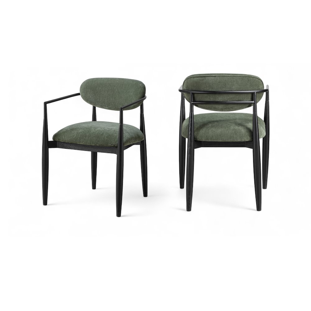 Riccio Olive Performance Fabric Upholstered Dining Arm Chair, Set of 2. Picture 1