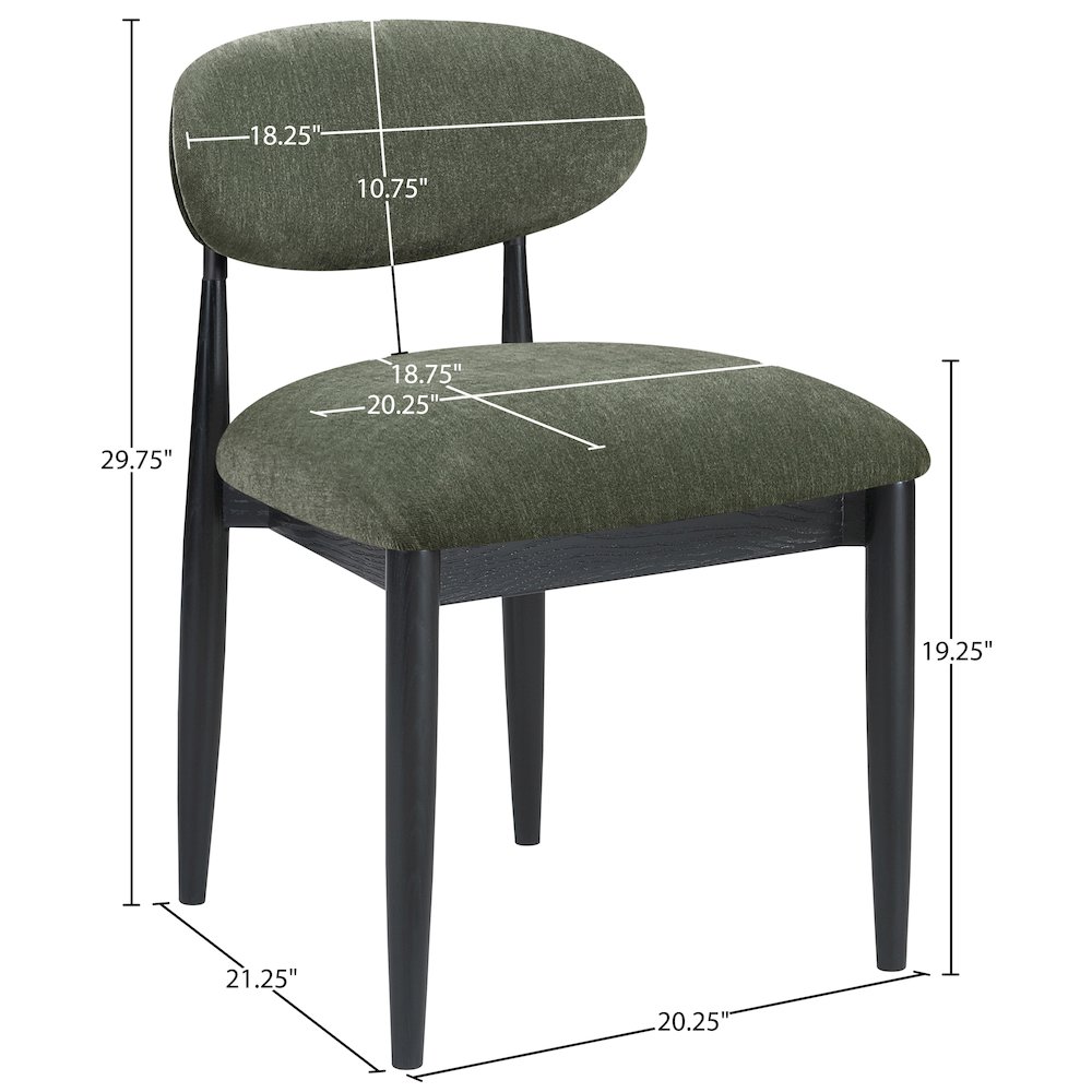 Riccio Olive Performance Fabric Upholstered Dining Side Chair, Set of 2. Picture 10