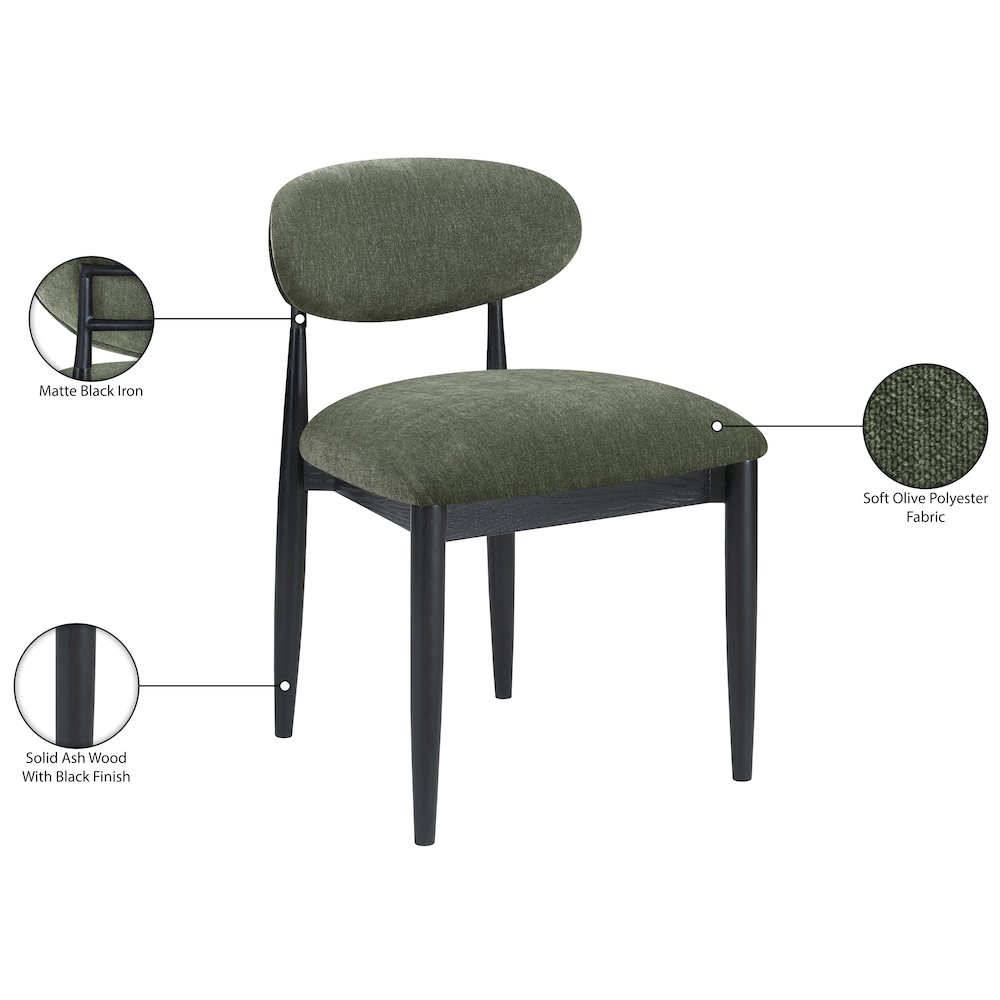 Riccio Olive Performance Fabric Upholstered Dining Side Chair, Set of 2. Picture 11