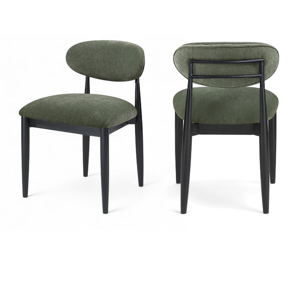 Riccio Olive Performance Fabric Upholstered Dining Side Chair, Set of 2. Picture 1
