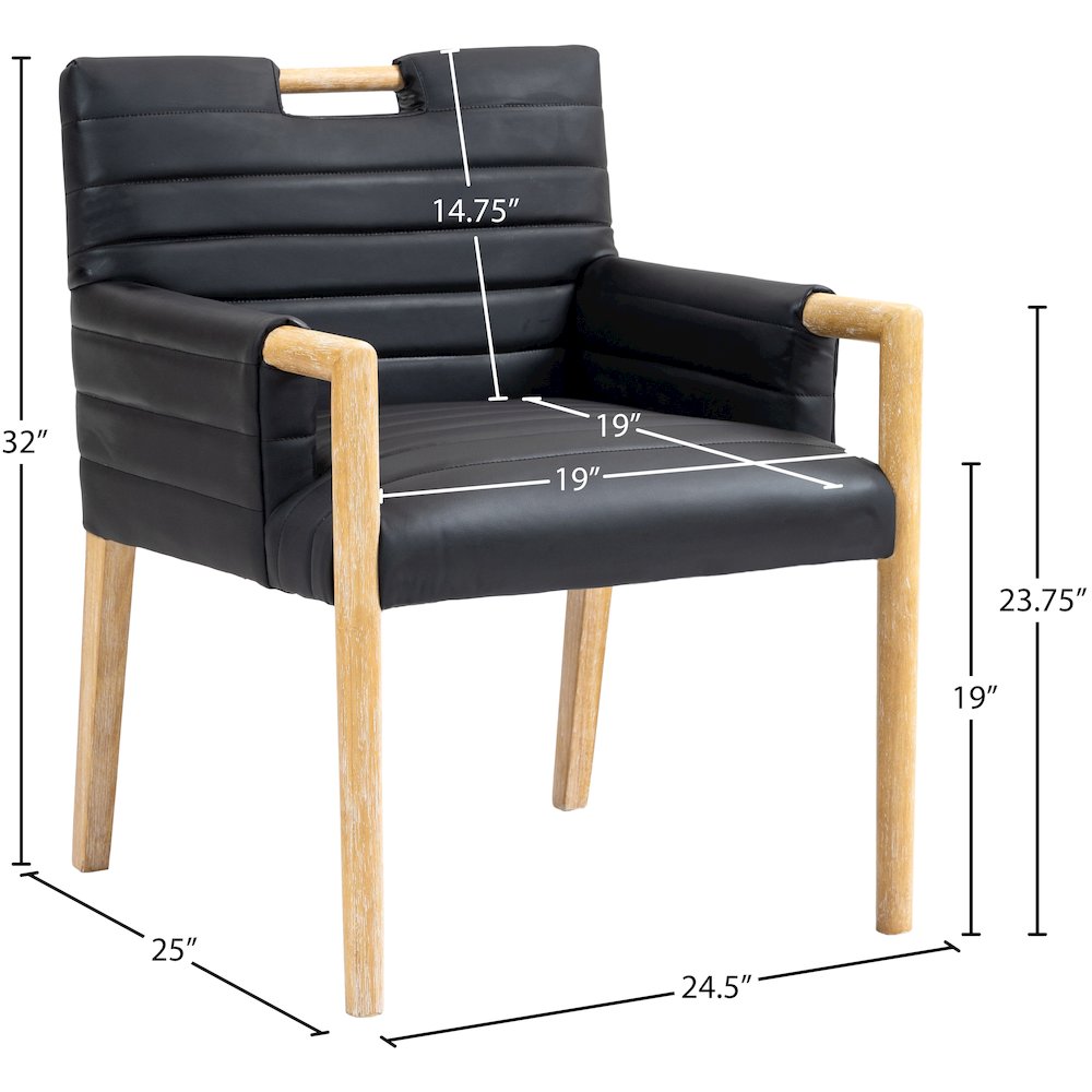 Aimee Black Vegan Leather Dining Arm Chair. Picture 9