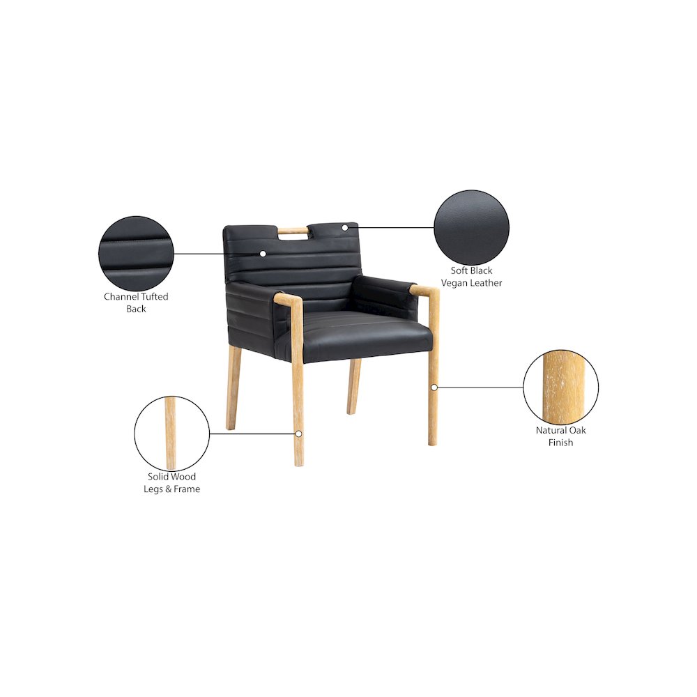 Aimee Black Vegan Leather Dining Arm Chair. Picture 10