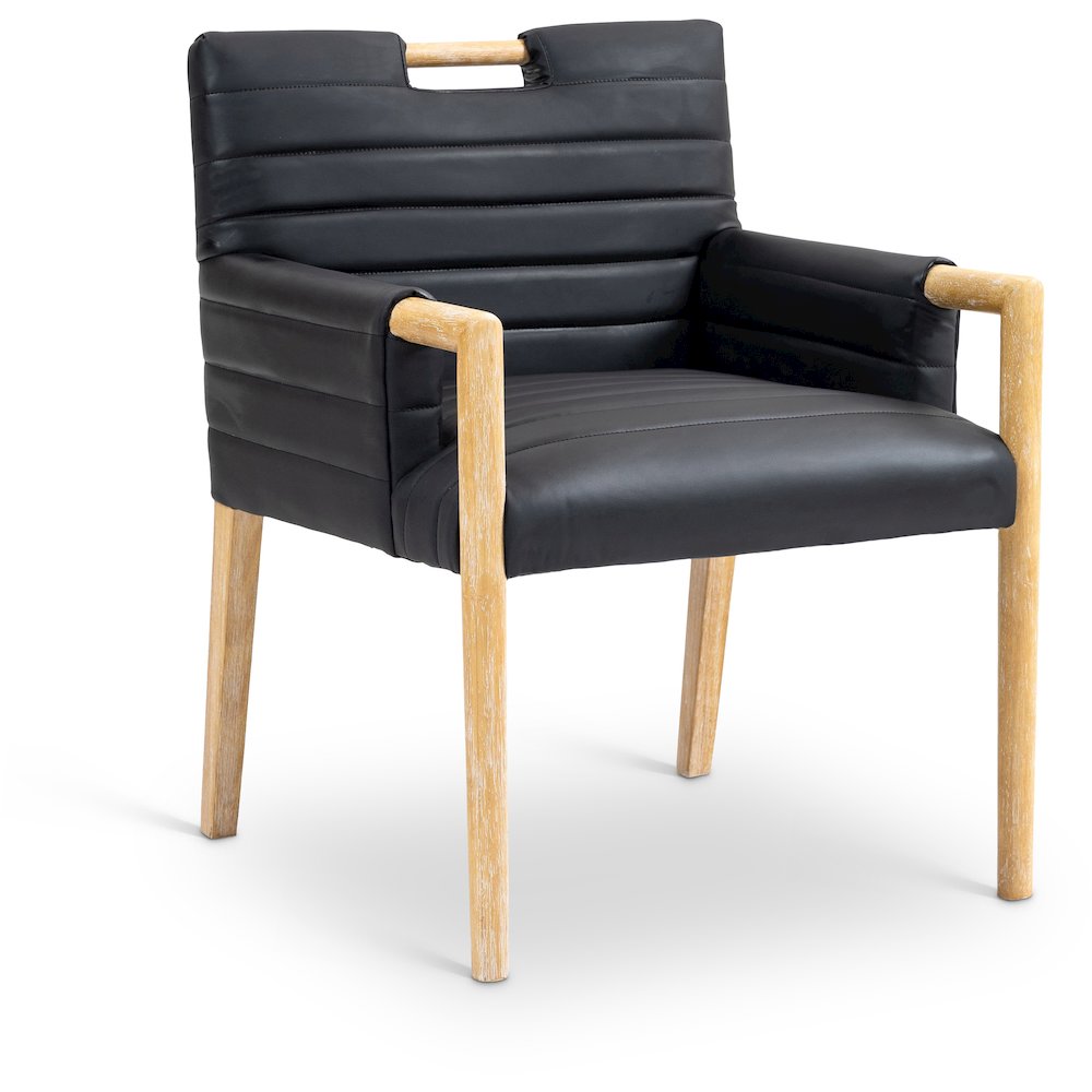 Aimee Black Vegan Leather Dining Arm Chair. Picture 1