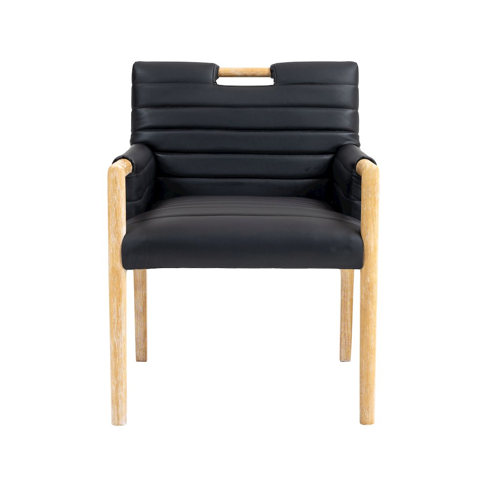 Aimee Black Vegan Leather Dining Arm Chair. Picture 3