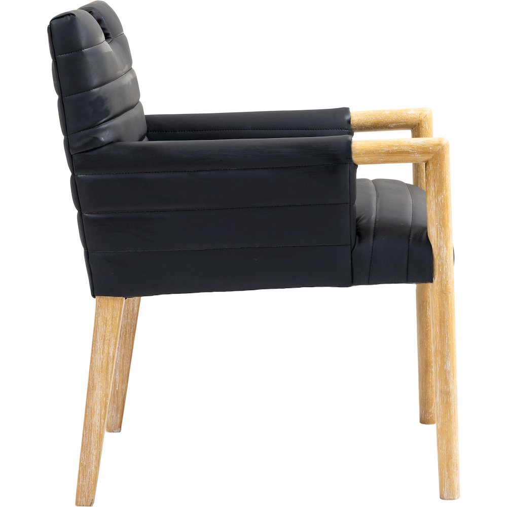 Aimee Black Vegan Leather Dining Arm Chair. Picture 4