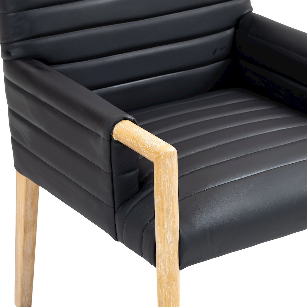 Aimee Black Vegan Leather Dining Arm Chair. Picture 7