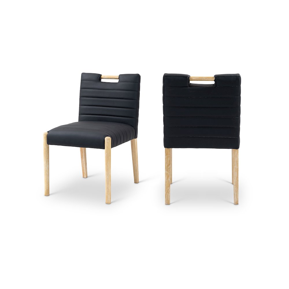 Aimee Black Vegan Leather Dining Side Chair, Set of 2. Picture 1