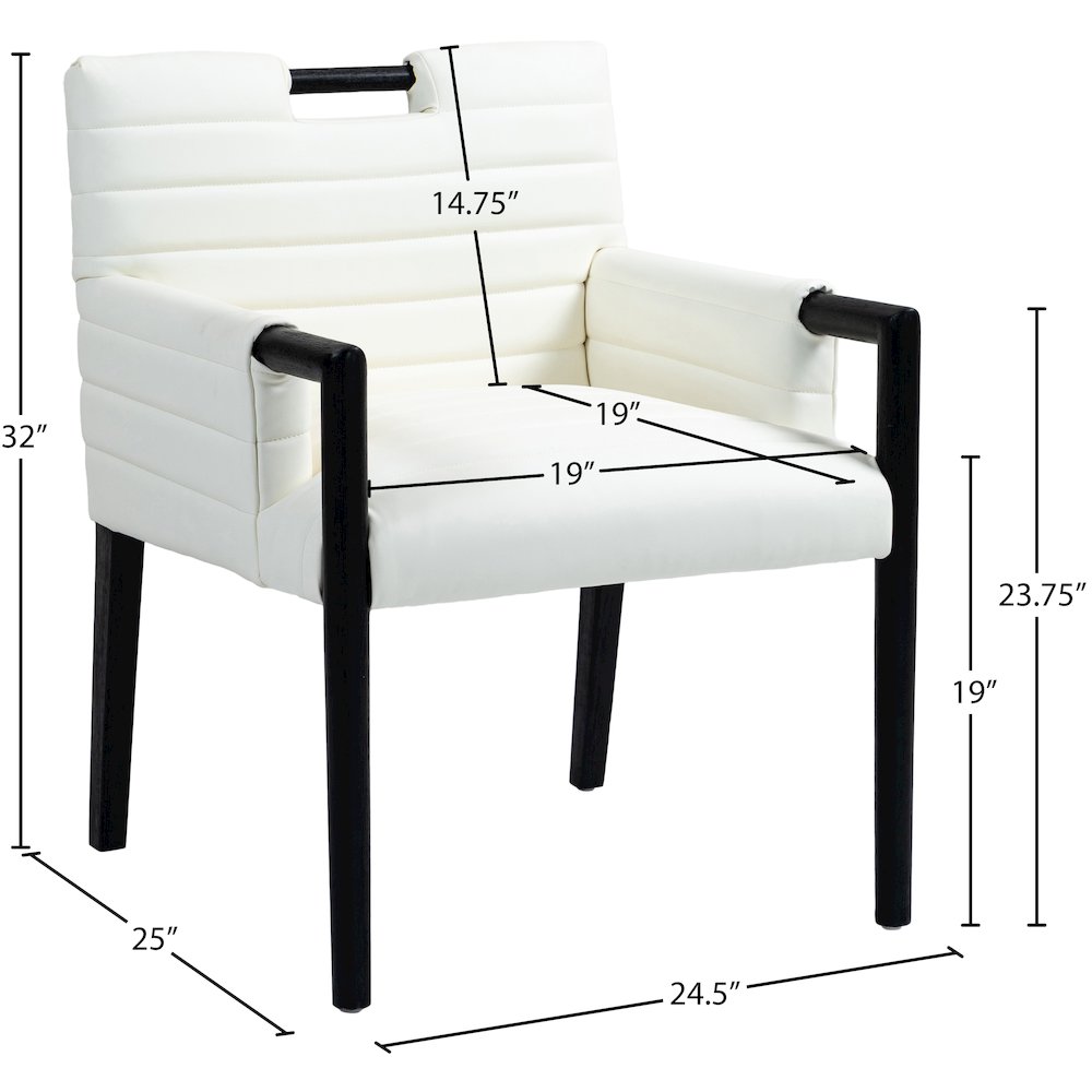 Aimee Cream Vegan Leather Dining Arm Chair. Picture 9