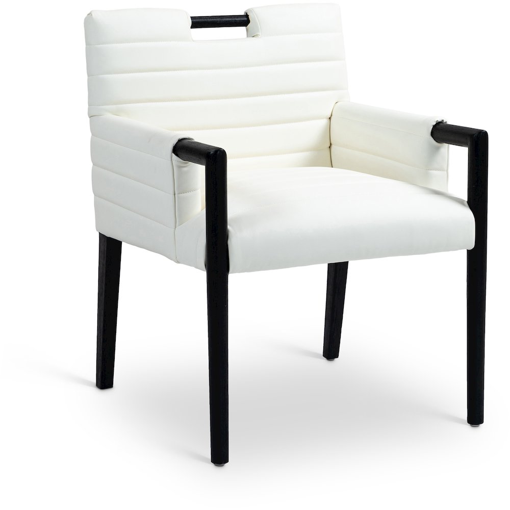 Aimee Cream Vegan Leather Dining Arm Chair. Picture 1