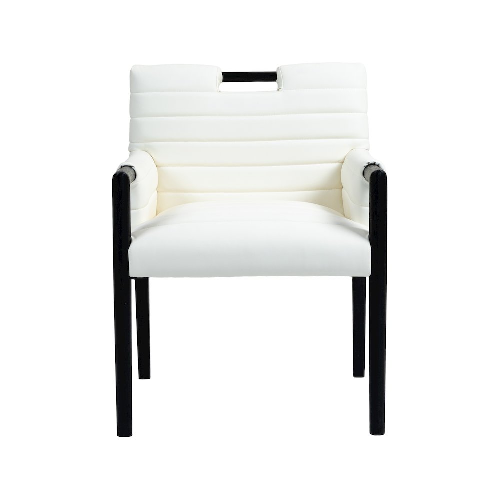 Aimee Cream Vegan Leather Dining Arm Chair. Picture 3