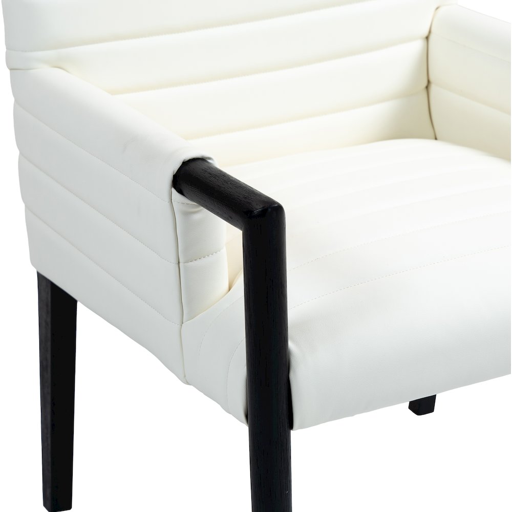 Aimee Cream Vegan Leather Dining Arm Chair. Picture 7