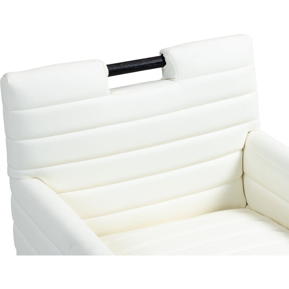 Aimee Cream Vegan Leather Dining Arm Chair. Picture 8