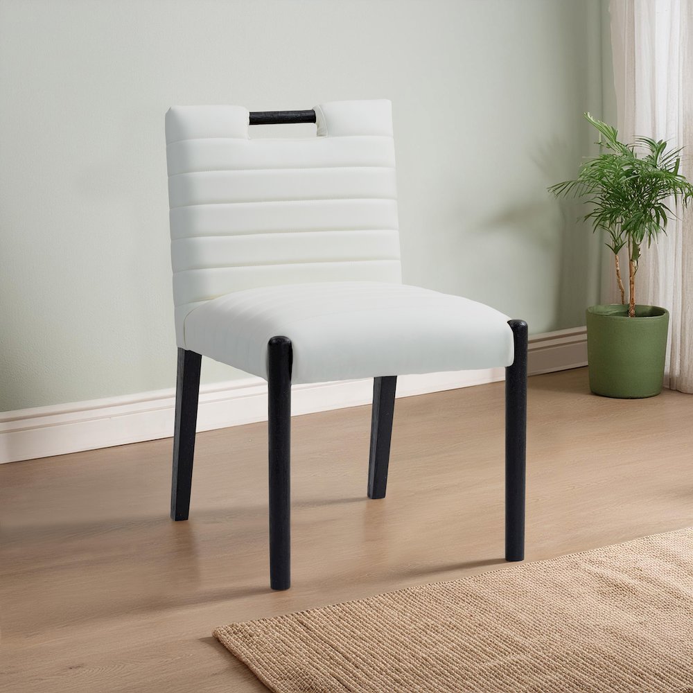 Aimee Cream Vegan Leather Dining Side Chair, Set of 2. Picture 2