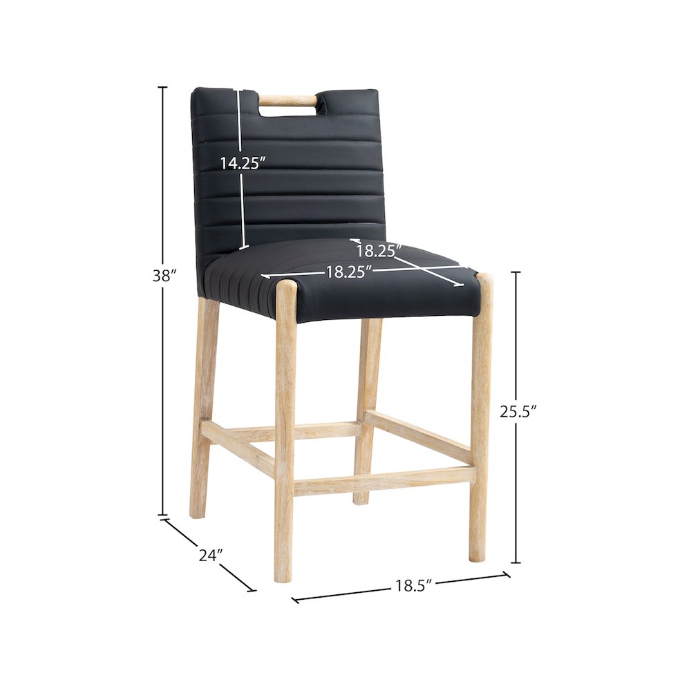 Aimee Black Vegan Leather Counter Stool. Picture 9