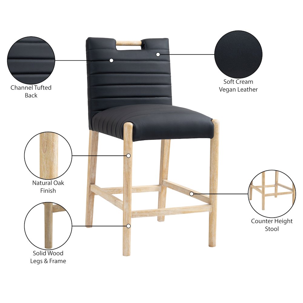 Aimee Black Vegan Leather Counter Stool. Picture 10