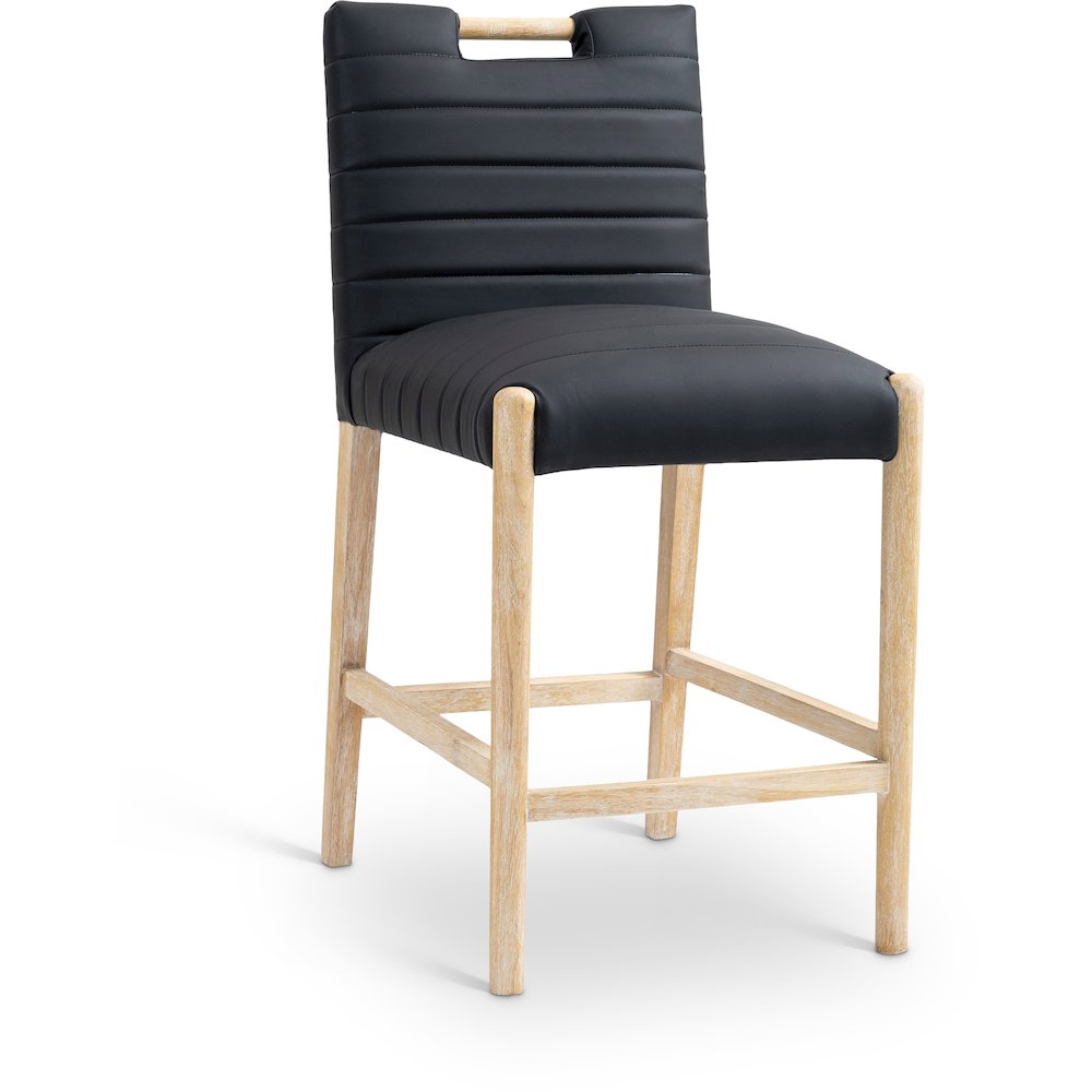Aimee Black Vegan Leather Counter Stool. Picture 1