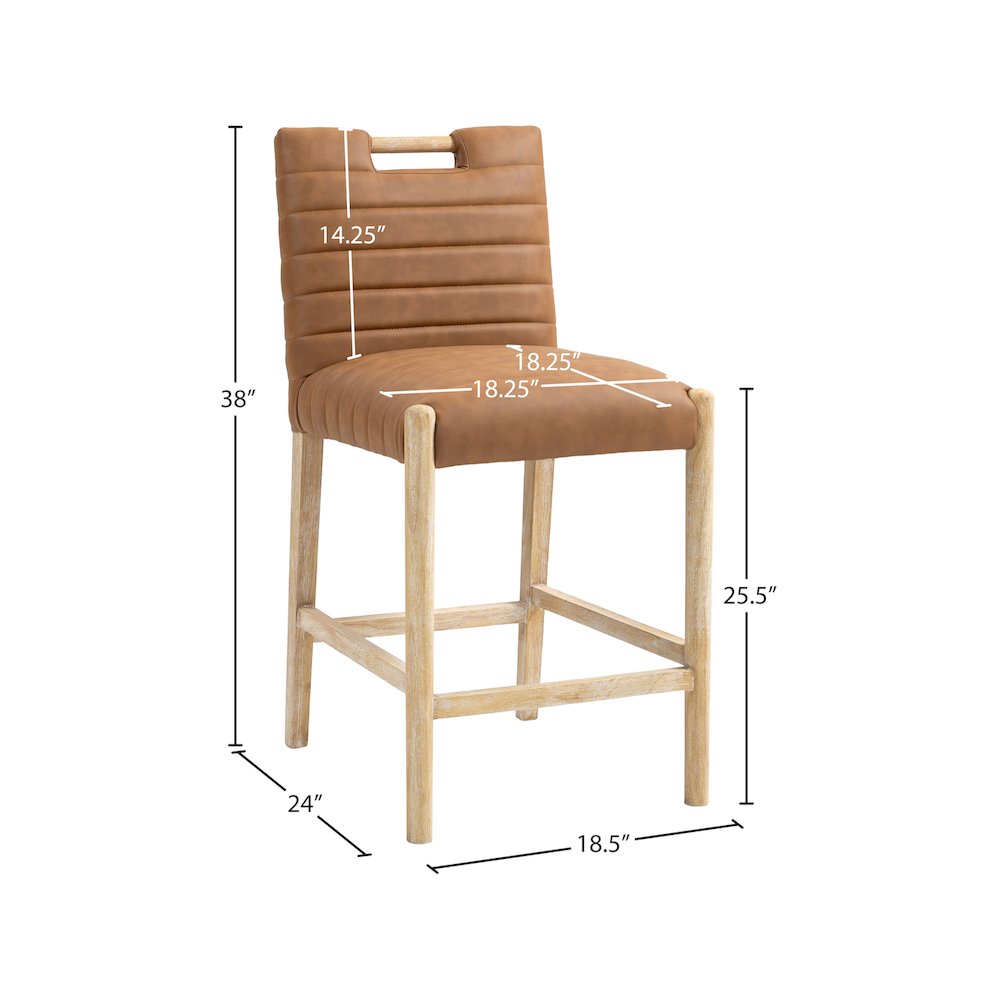 Aimee Cognac Vegan Leather Counter Stool. Picture 9