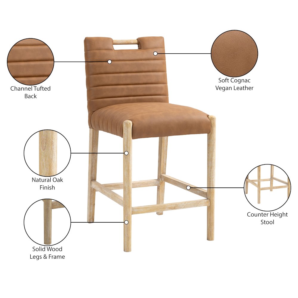 Aimee Cognac Vegan Leather Counter Stool. Picture 10