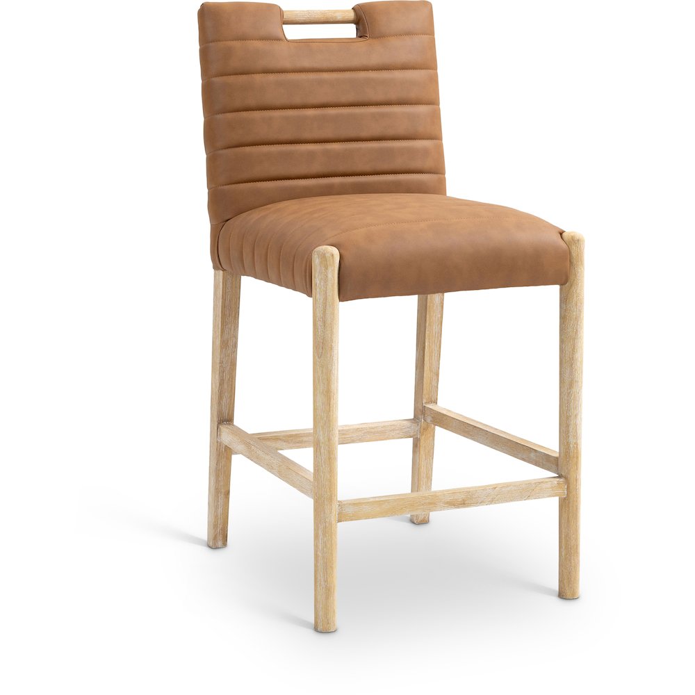 Aimee Cognac Vegan Leather Counter Stool. Picture 1