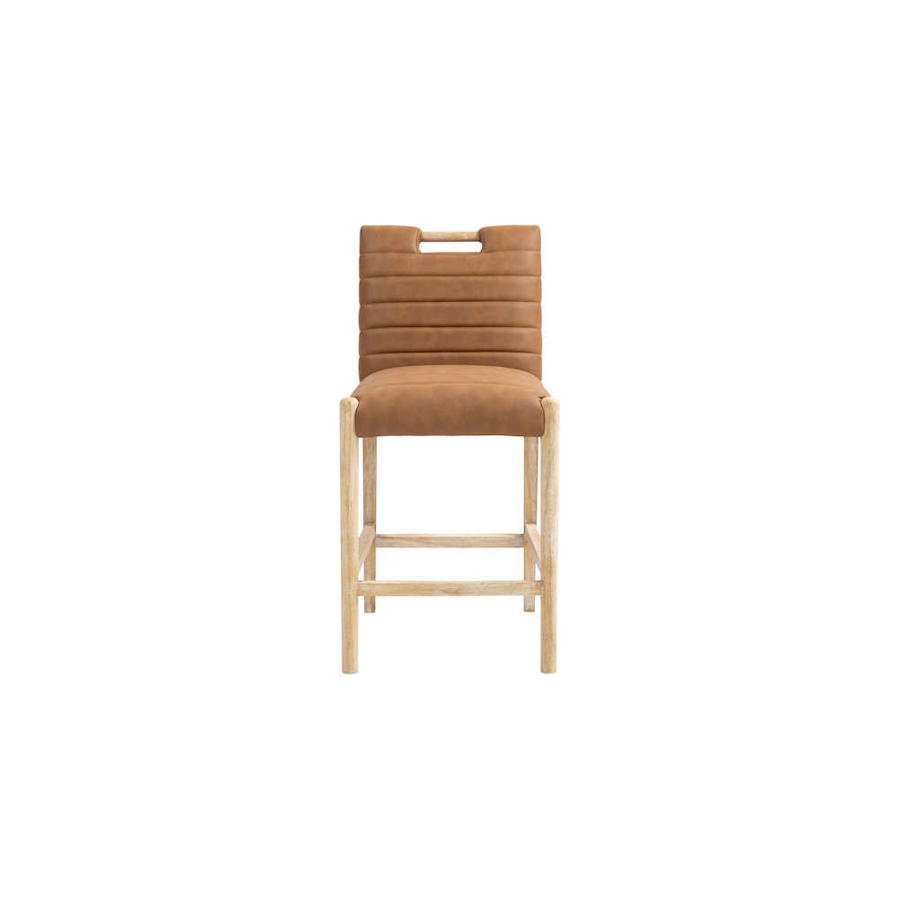 Aimee Cognac Vegan Leather Counter Stool. Picture 3