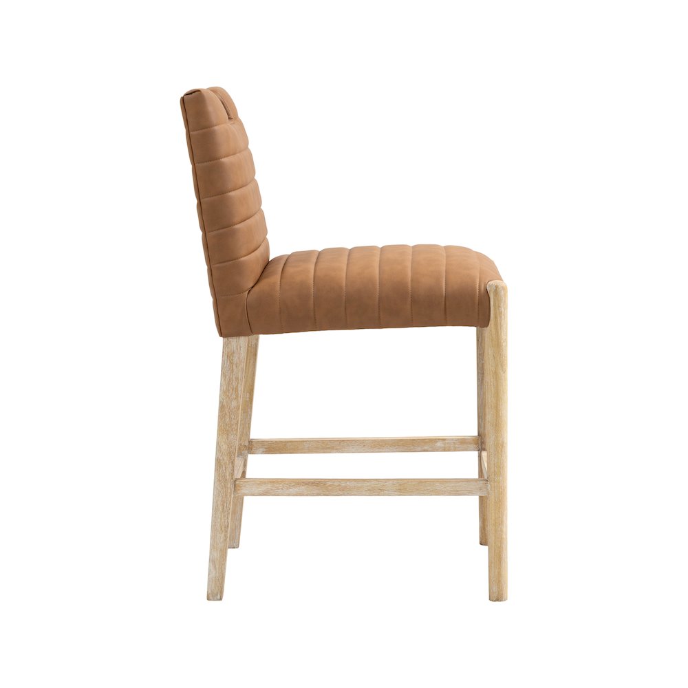 Aimee Cognac Vegan Leather Counter Stool. Picture 4