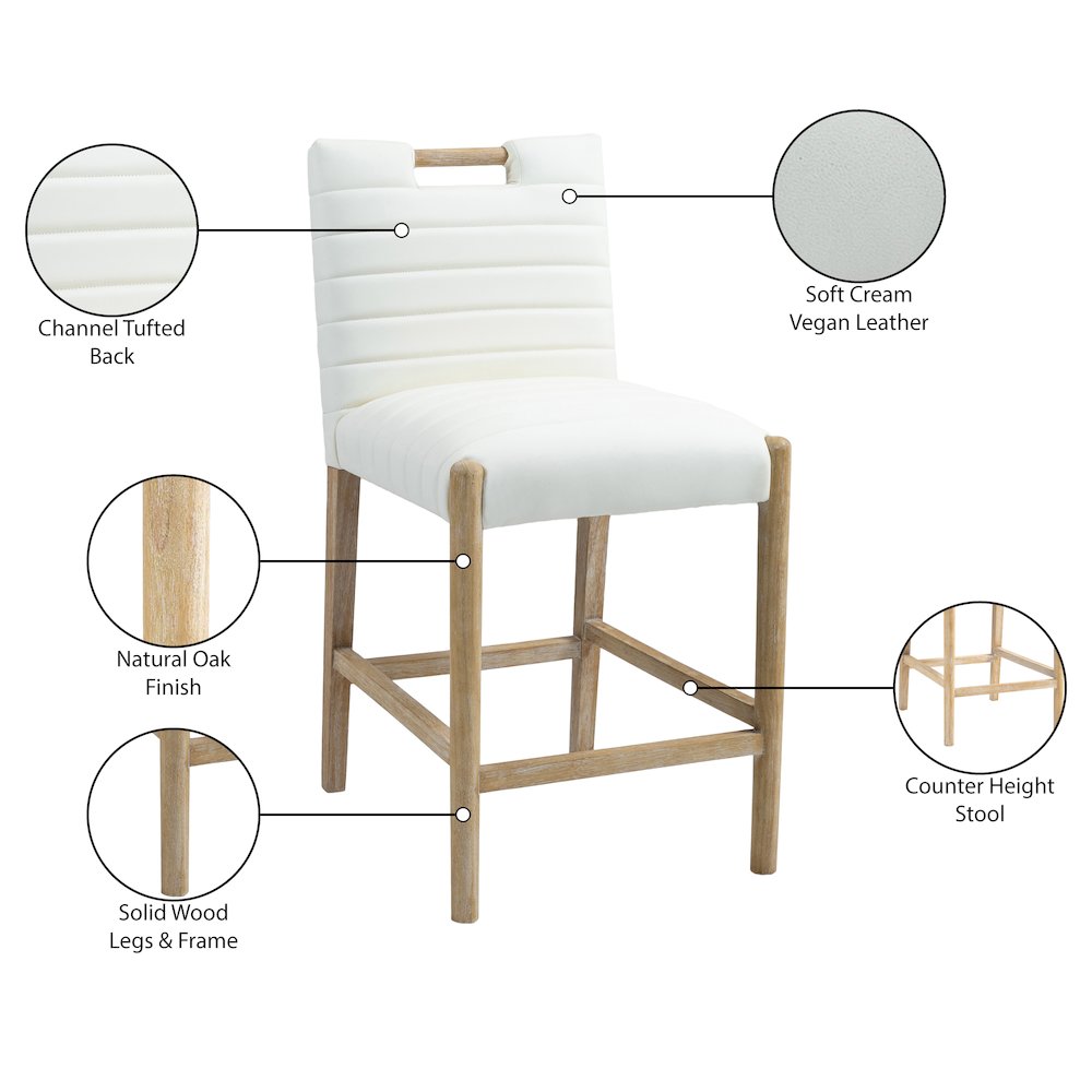 Aimee Cream Vegan Leather Counter Stool. Picture 10