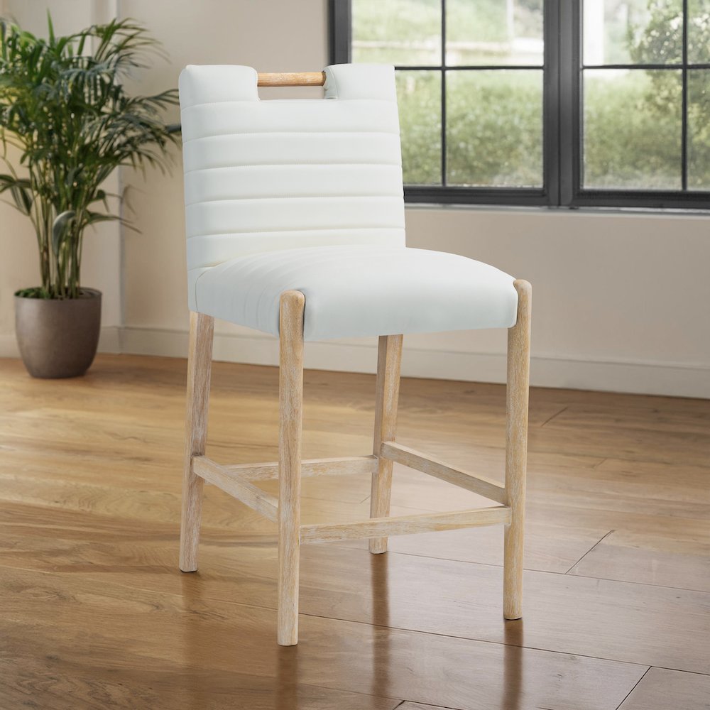 Aimee Cream Vegan Leather Counter Stool. Picture 2