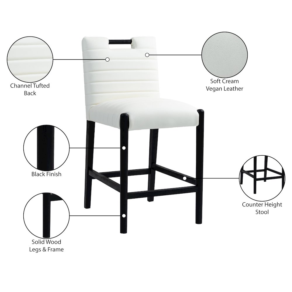 Aimee Cream Vegan Leather Counter Stool. Picture 10