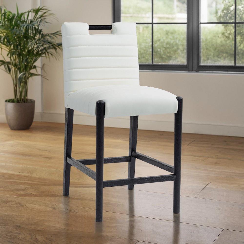 Aimee Cream Vegan Leather Counter Stool. Picture 2