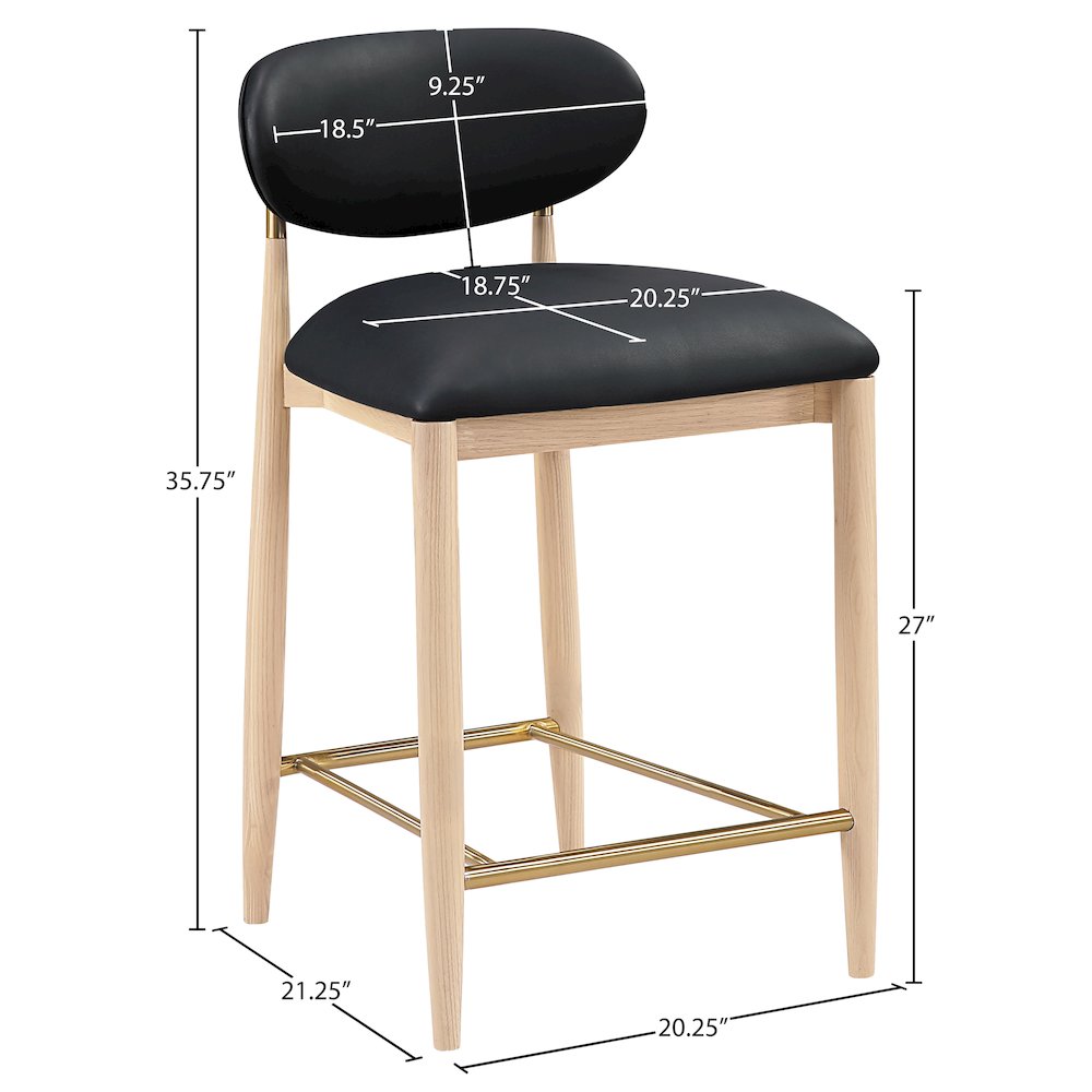 Riccio Black Vegan Leather Upholstered Stool. Picture 9
