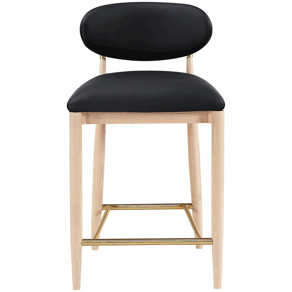Riccio Black Vegan Leather Upholstered Stool. Picture 3