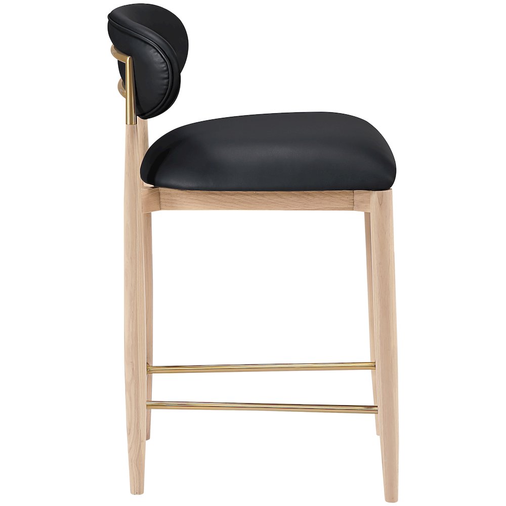 Riccio Black Vegan Leather Upholstered Stool. Picture 4