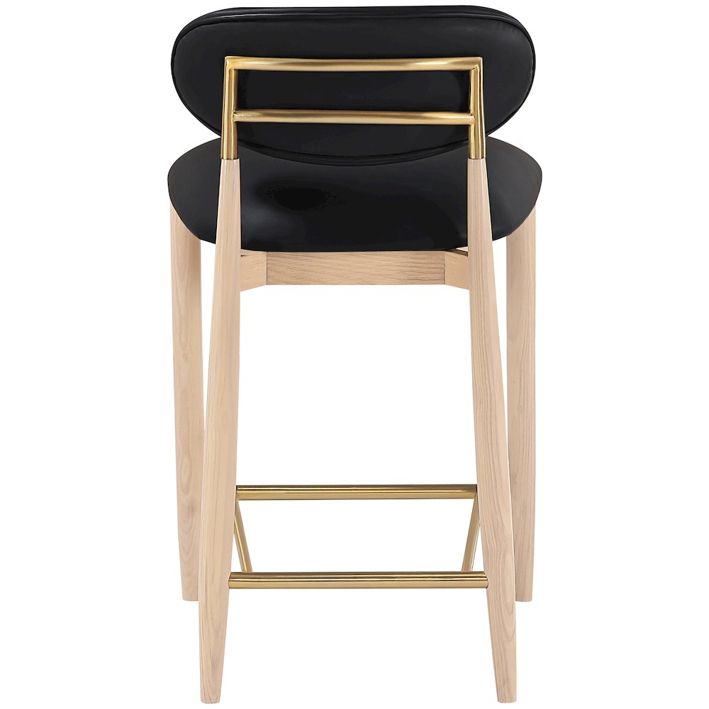 Riccio Black Vegan Leather Upholstered Stool. Picture 5