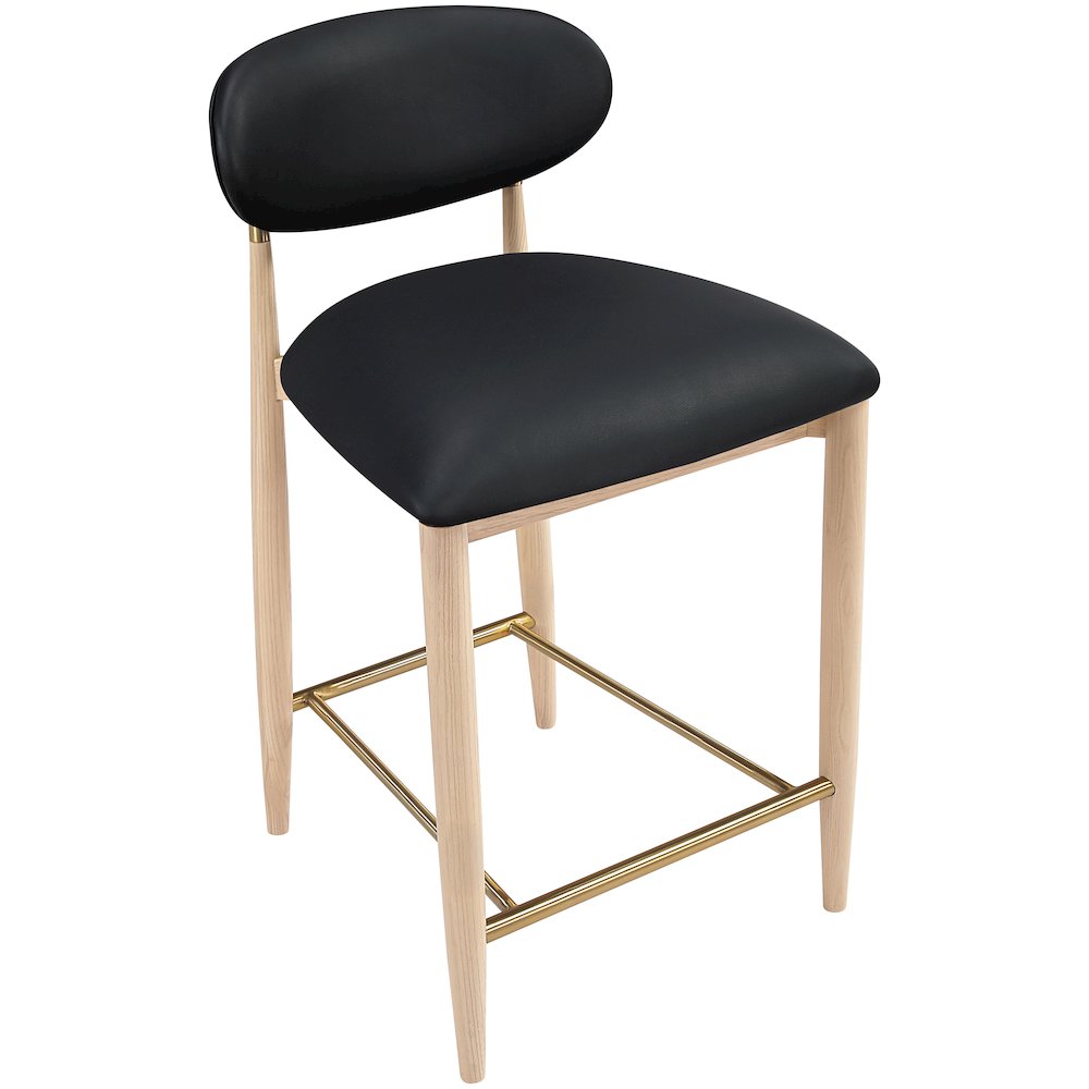 Riccio Black Vegan Leather Upholstered Stool. Picture 6
