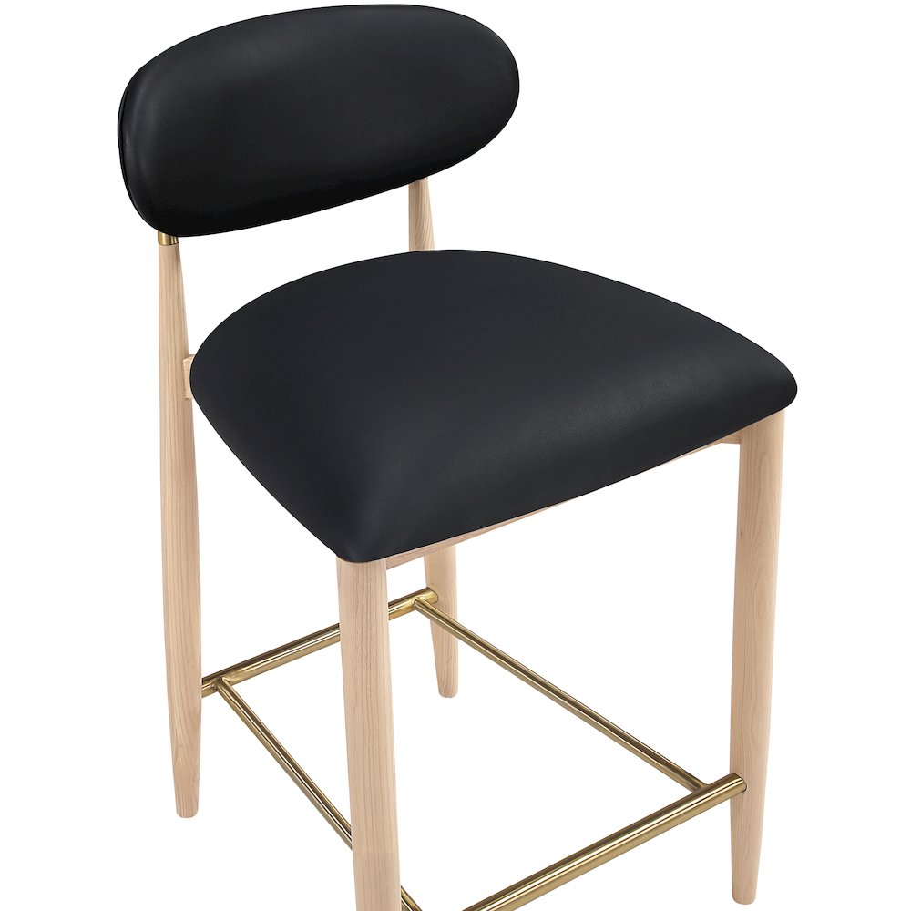 Riccio Black Vegan Leather Upholstered Stool. Picture 7