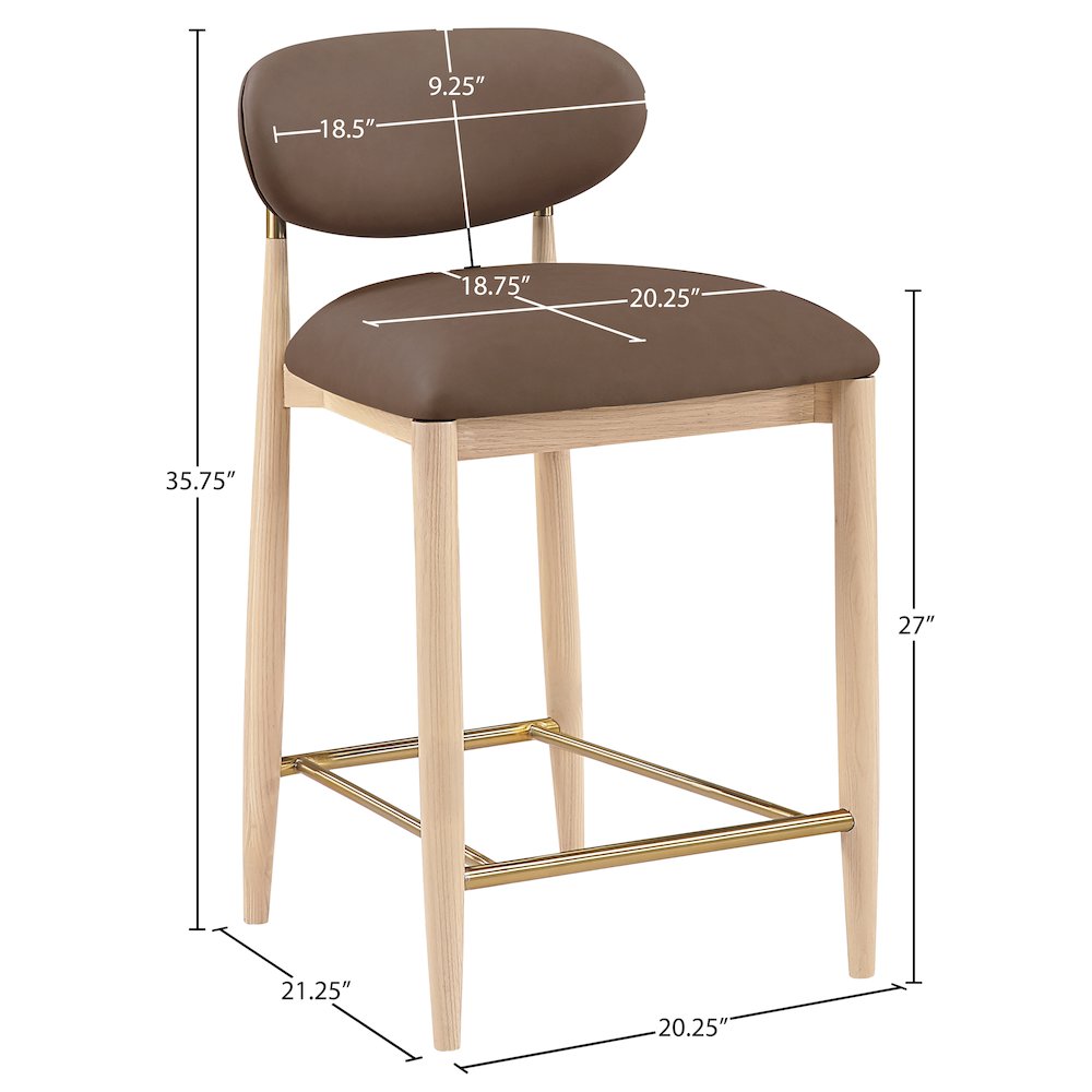 Riccio Brown Vegan Leather Upholstered Stool. Picture 9