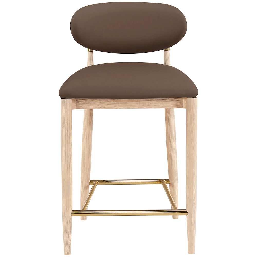 Riccio Brown Vegan Leather Upholstered Stool. Picture 3