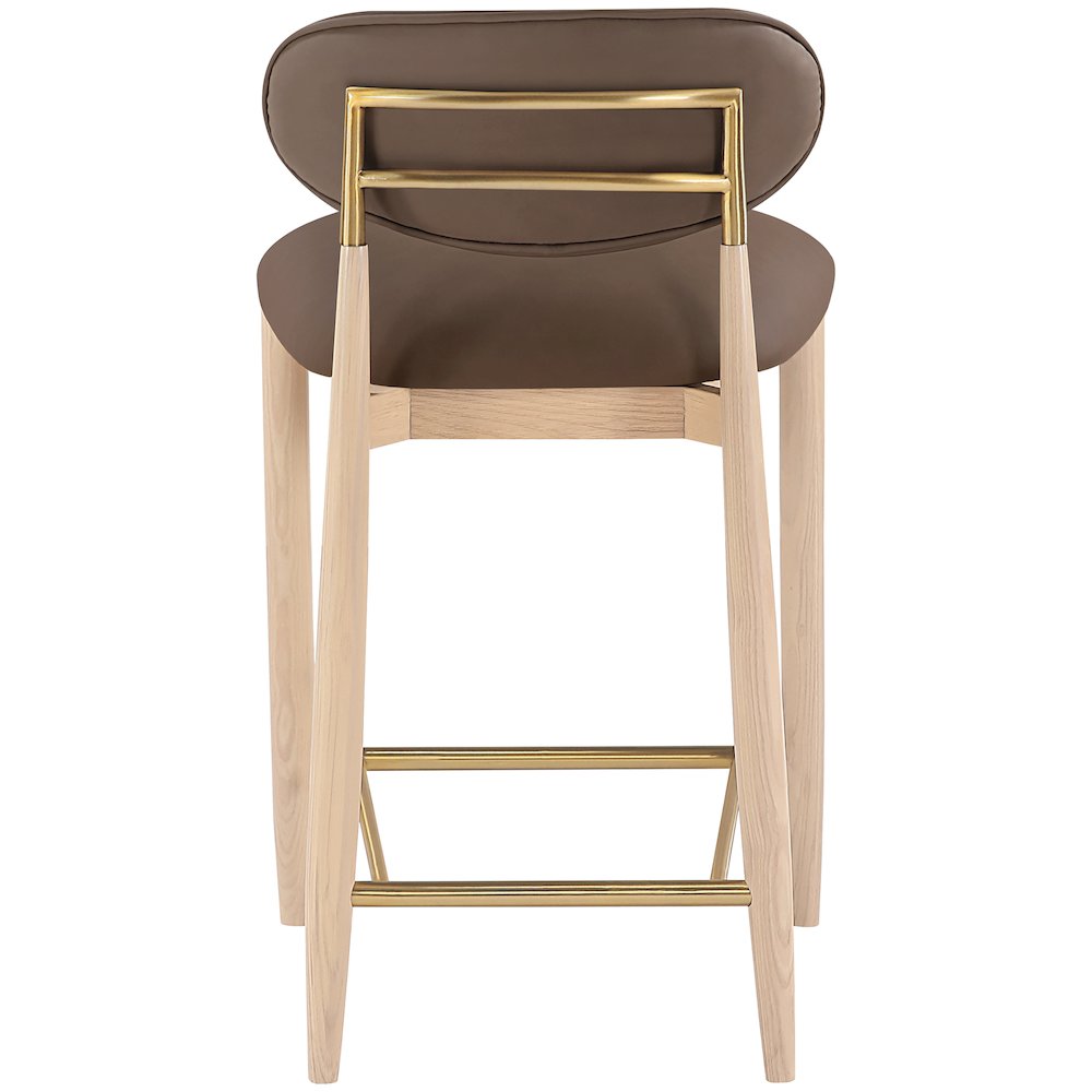 Riccio Brown Vegan Leather Upholstered Stool. Picture 5