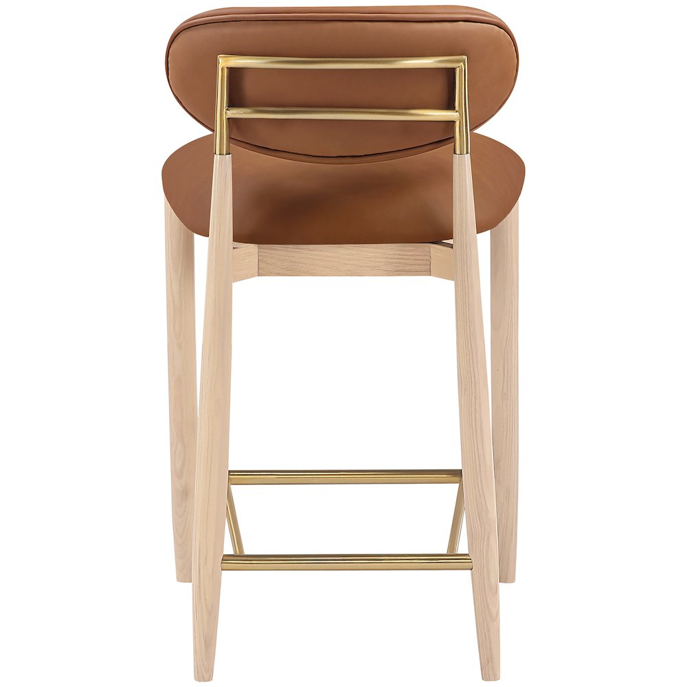 Riccio Cognac Vegan Leather Upholstered Stool. Picture 5