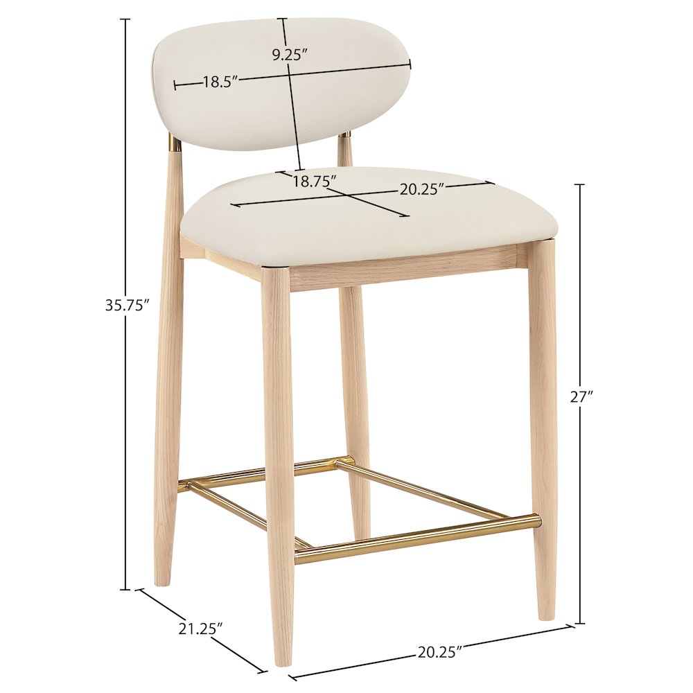 Riccio Cream Vegan Leather Upholstered Stool. Picture 9