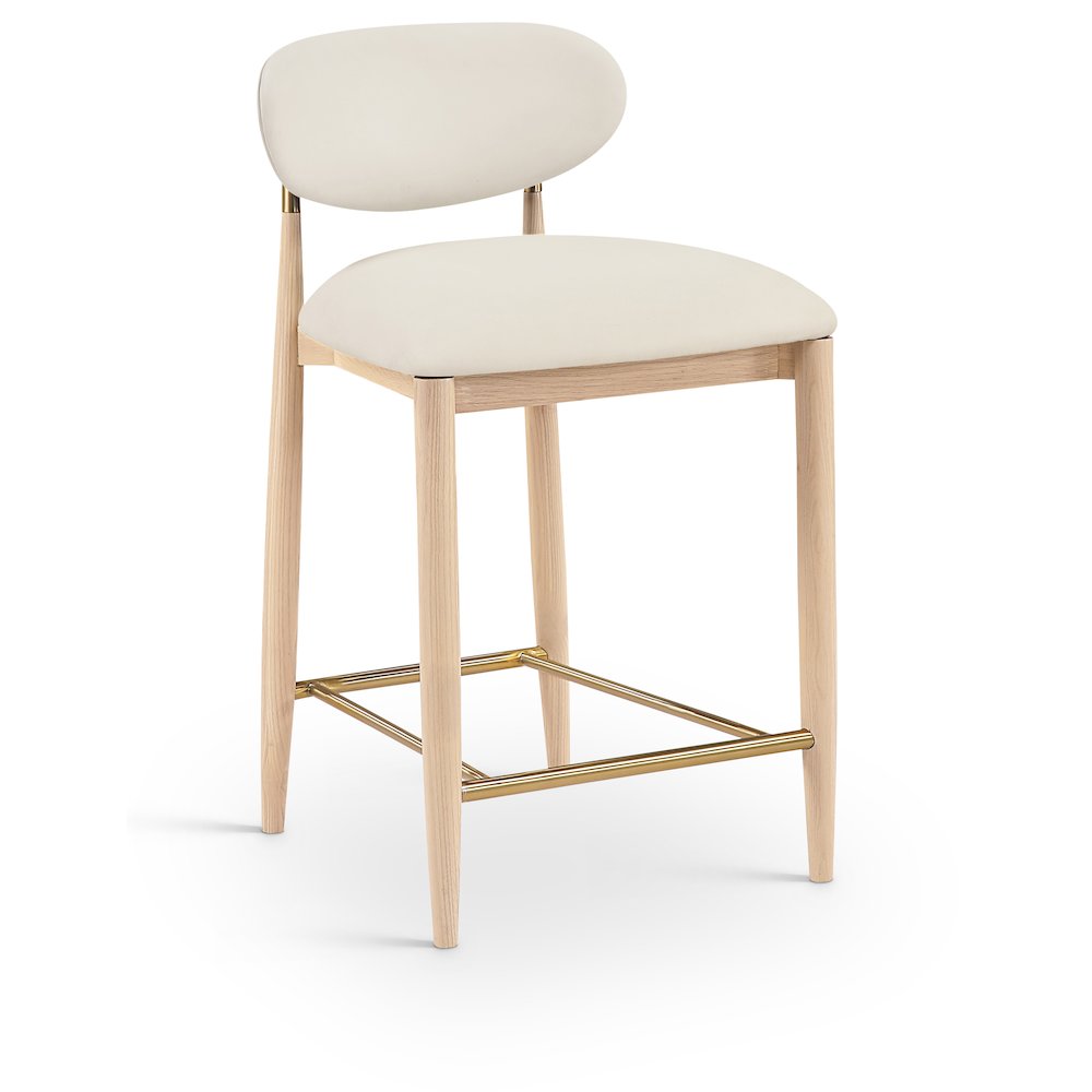 Riccio Cream Vegan Leather Upholstered Stool. Picture 1