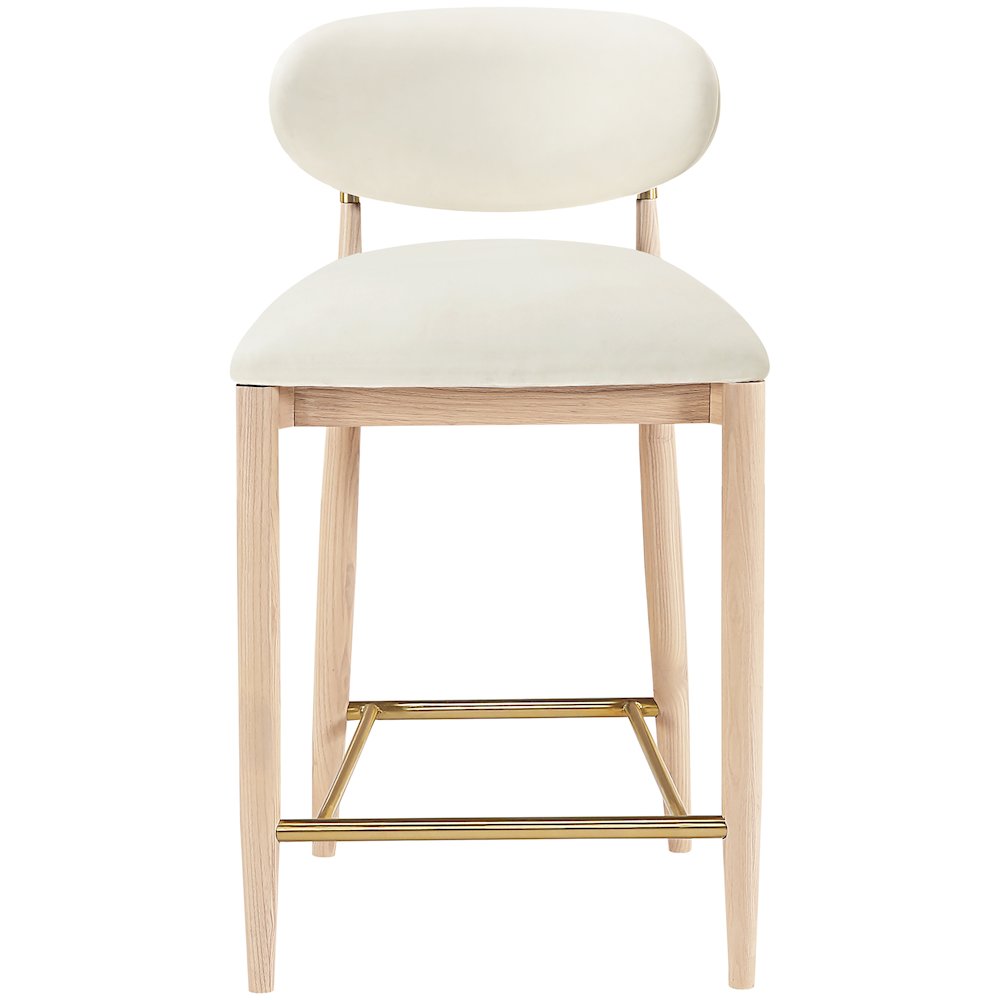 Riccio Cream Vegan Leather Upholstered Stool. Picture 3