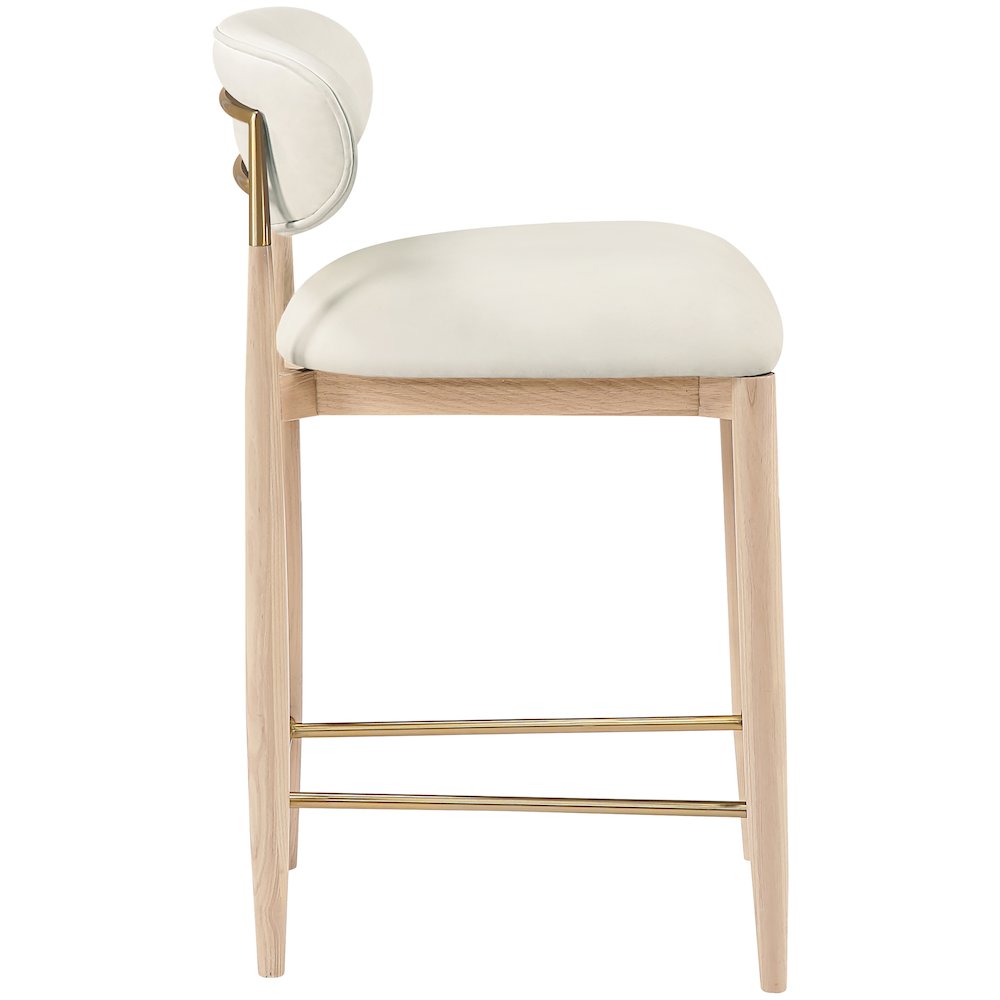 Riccio Cream Vegan Leather Upholstered Stool. Picture 4