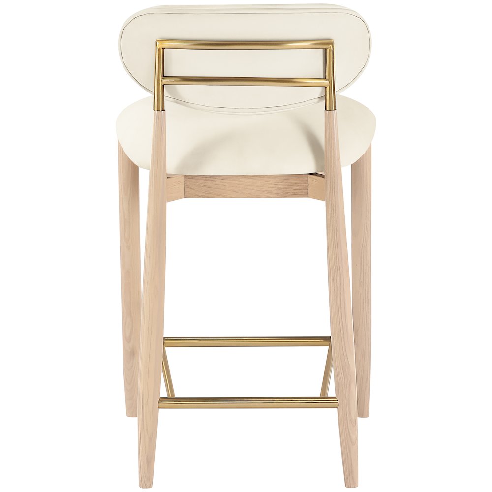 Riccio Cream Vegan Leather Upholstered Stool. Picture 5