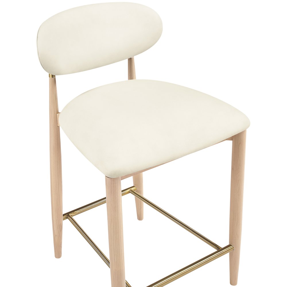 Riccio Cream Vegan Leather Upholstered Stool. Picture 7