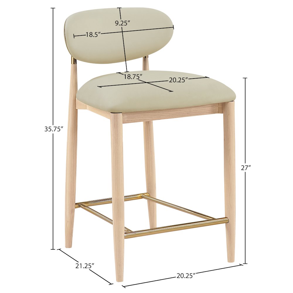 Riccio Taupe Vegan Leather Upholstered Stool. Picture 9