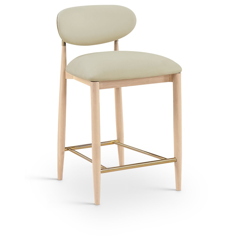 Riccio Taupe Vegan Leather Upholstered Stool. Picture 1